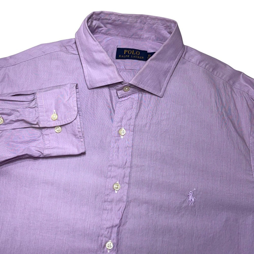 Polo Ralph‎ Lauren Mens Lavender Purple Micro Stripe Button Down Shirt 17 34-35